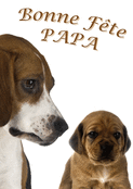 Chien et chiot, joyeuse f&ecirc;te papa